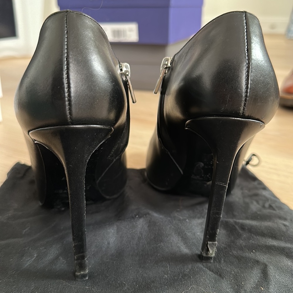Black Leather Saint Laurent Bootie Heels - Picture 5 of 6